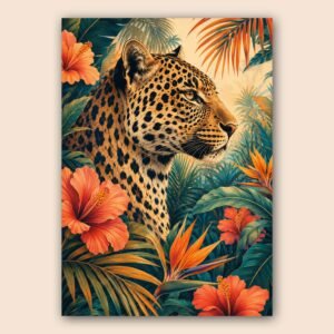 Affiche léopard dans une jungle tropicale décorative