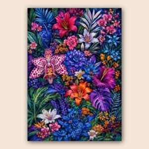 Affiche de fleurs tropicales colorées pour salon ou chambre