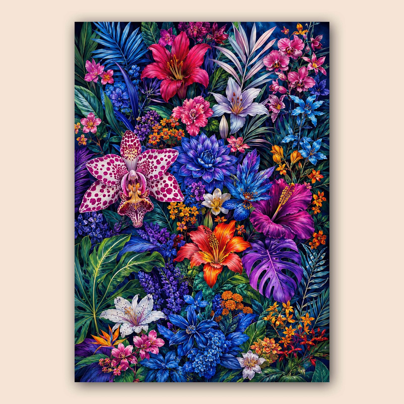Affiche de fleurs tropicales colorées pour salon ou chambre