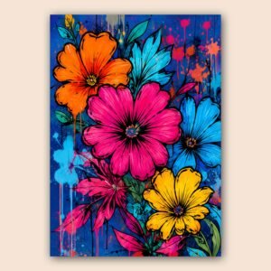 Affiche de fleurs pop art colorées pour décoration murale
