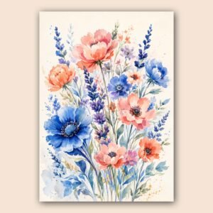 Bouquet floral aquarelle coloré sur fond clair