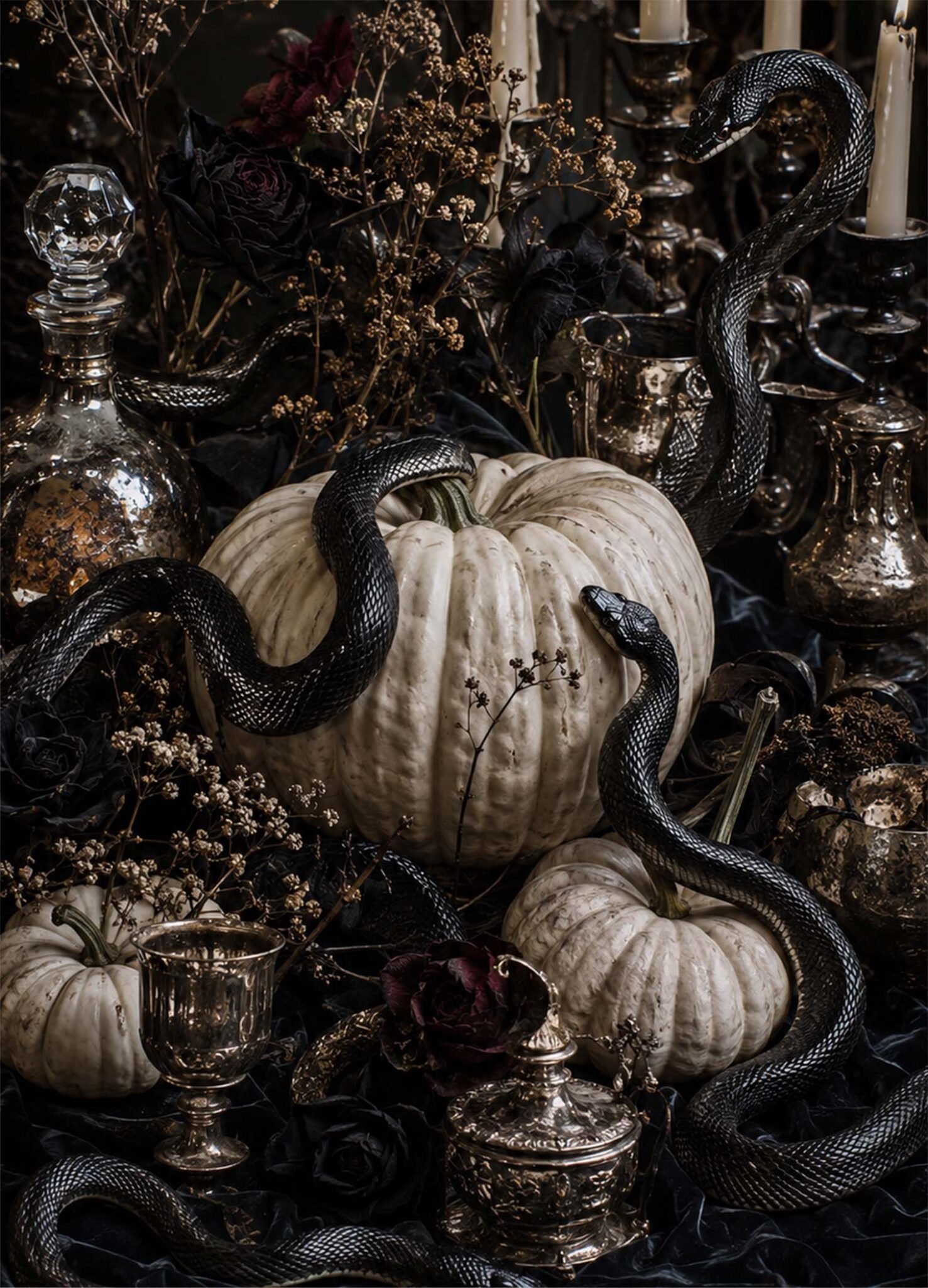 Affiche représentant une composition autour de Halloween gothique