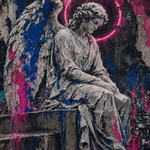 Affiche représentant une composition autour de ange néon