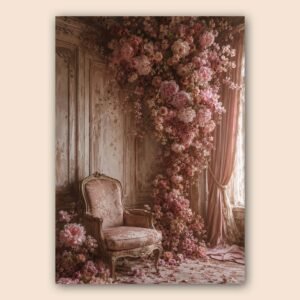 Décor vintage fleuri avec fauteuil ancien