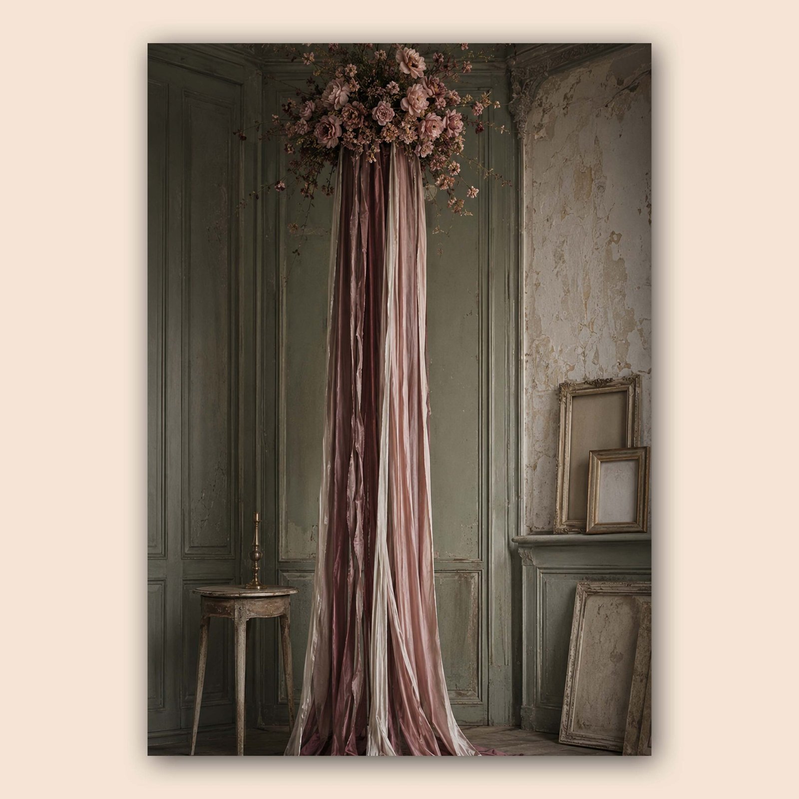 Affiche florale décorative aux tons patinés et romantiques