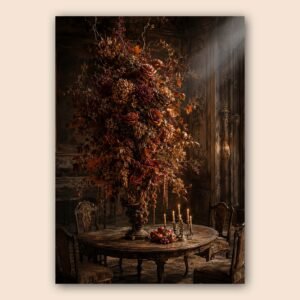 Affiche florale sombre avec bouquet automnal