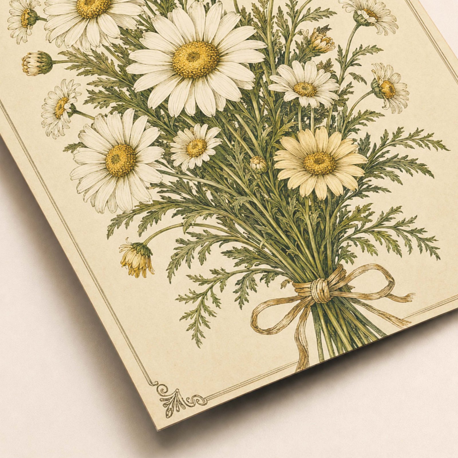 Détail du bouquet de marguerites en style botanique