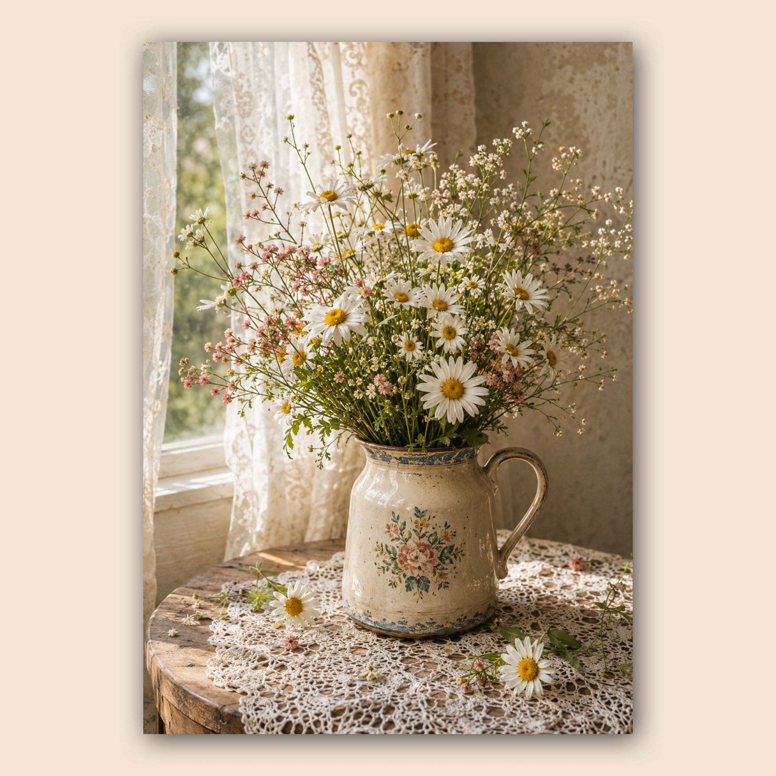 Bouquet de fleurs des champs dans un pichet décoratif