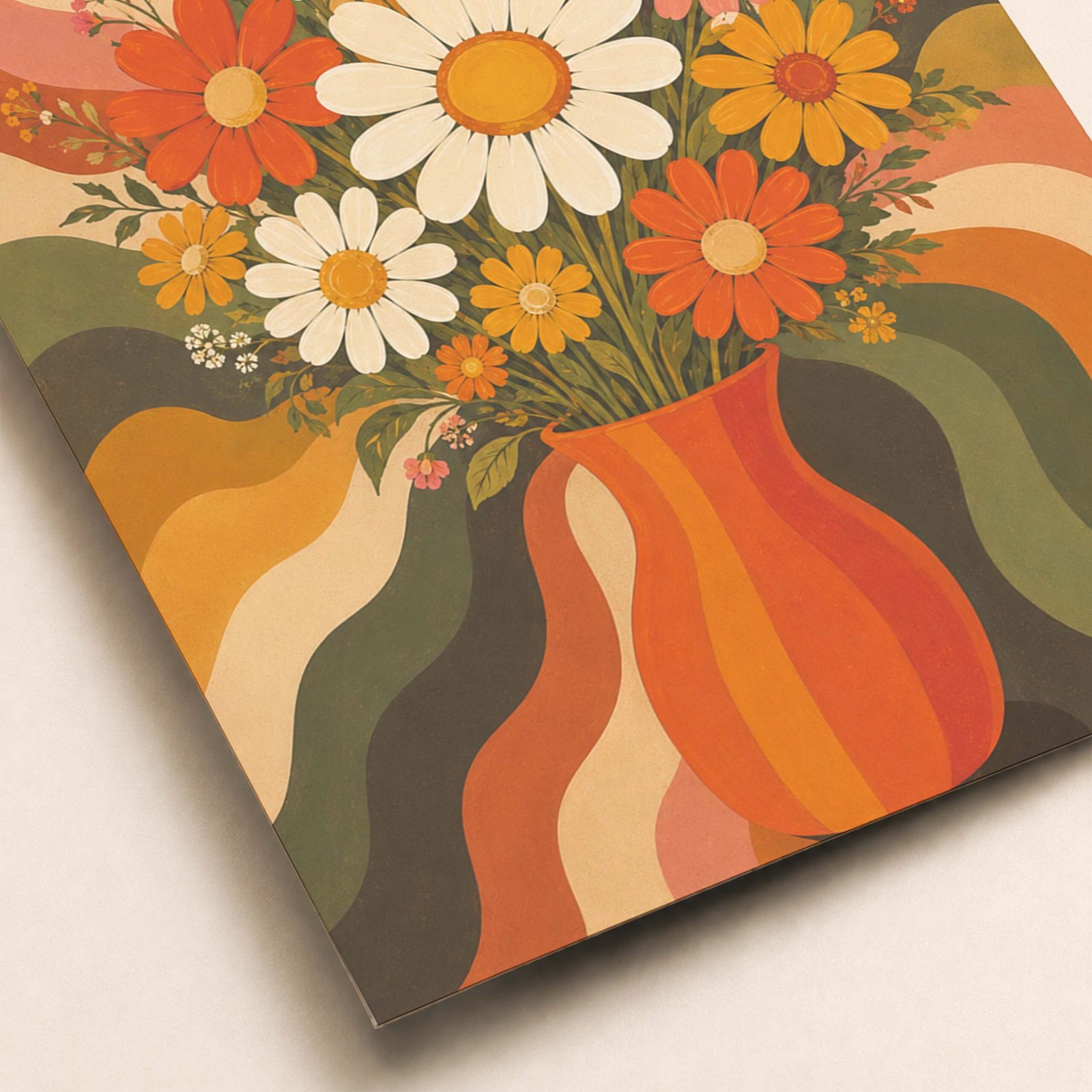 Détail du bouquet floral rétro et des couleurs chaudes