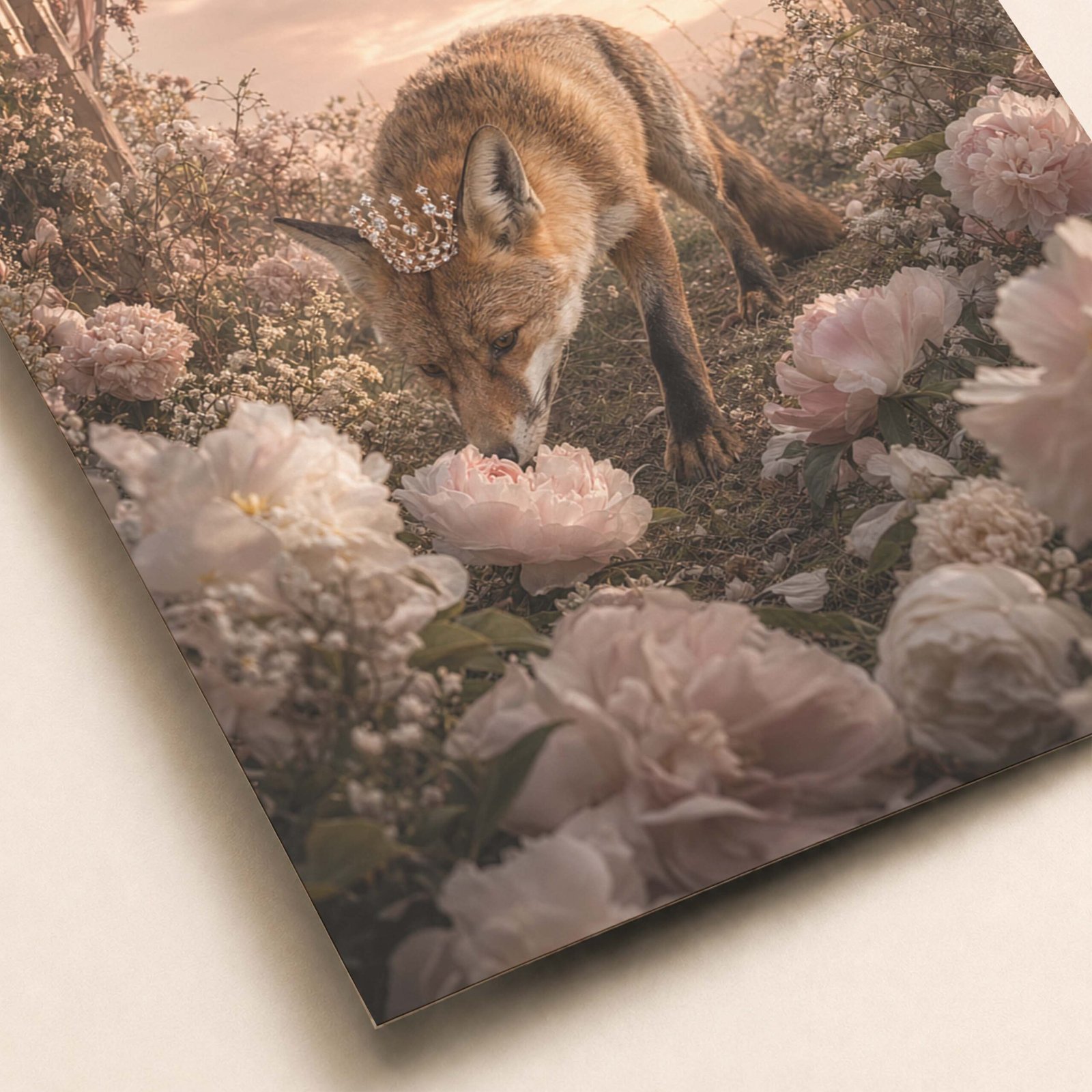 Zoom sur le renard et les fleurs de l’affiche