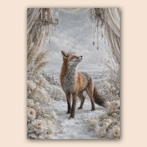 Affiche renard dans un décor hivernal chic et poétique
